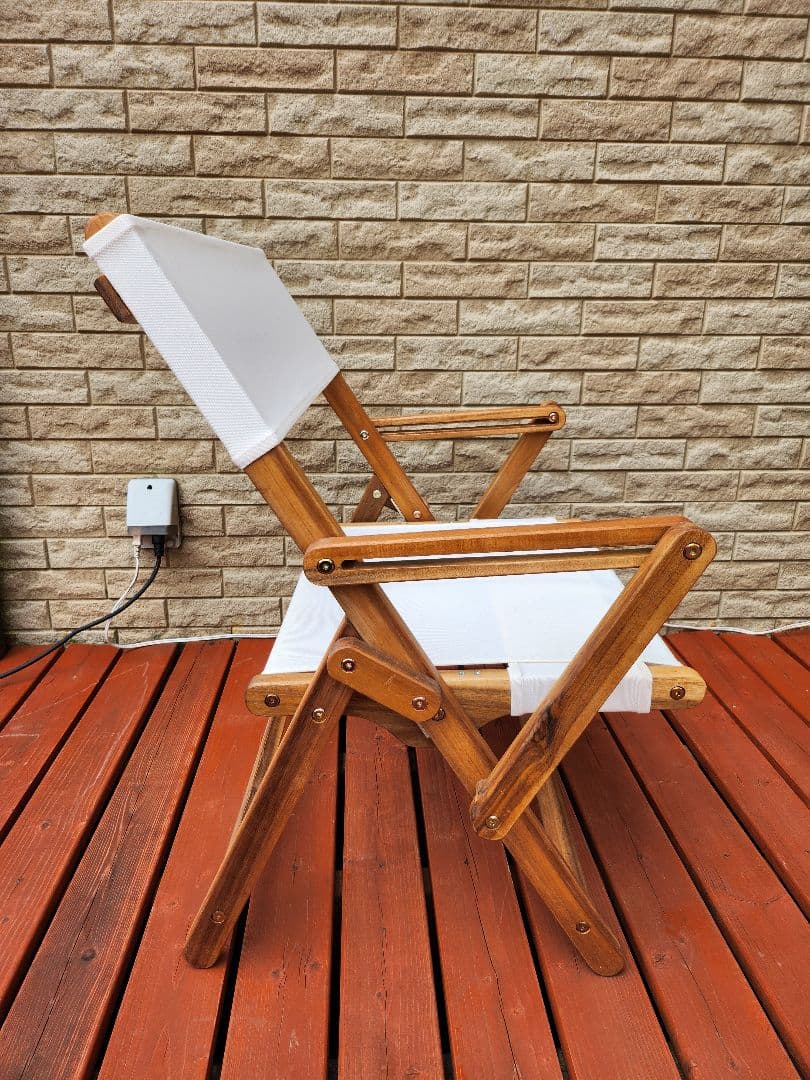 アウトドア折り畳みチェア 木製フレーム アイボリーファブリック 4脚セット新品