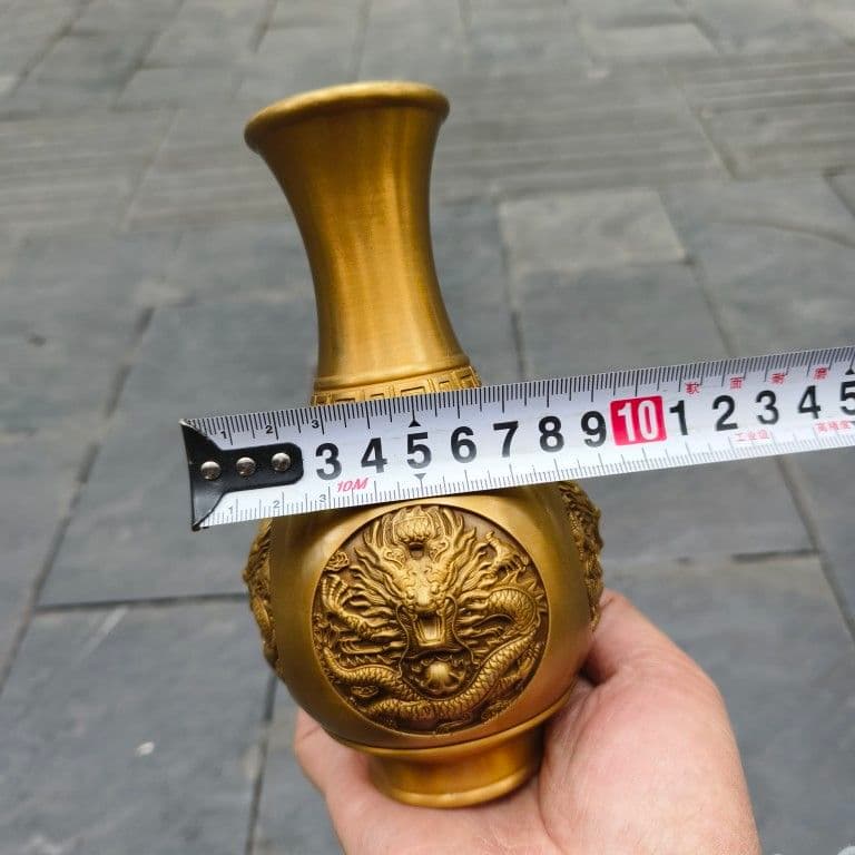 銅器 浮彫龍花瓶 銅花瓶 仏堂花瓶 事務室 応接間 工芸品 置物