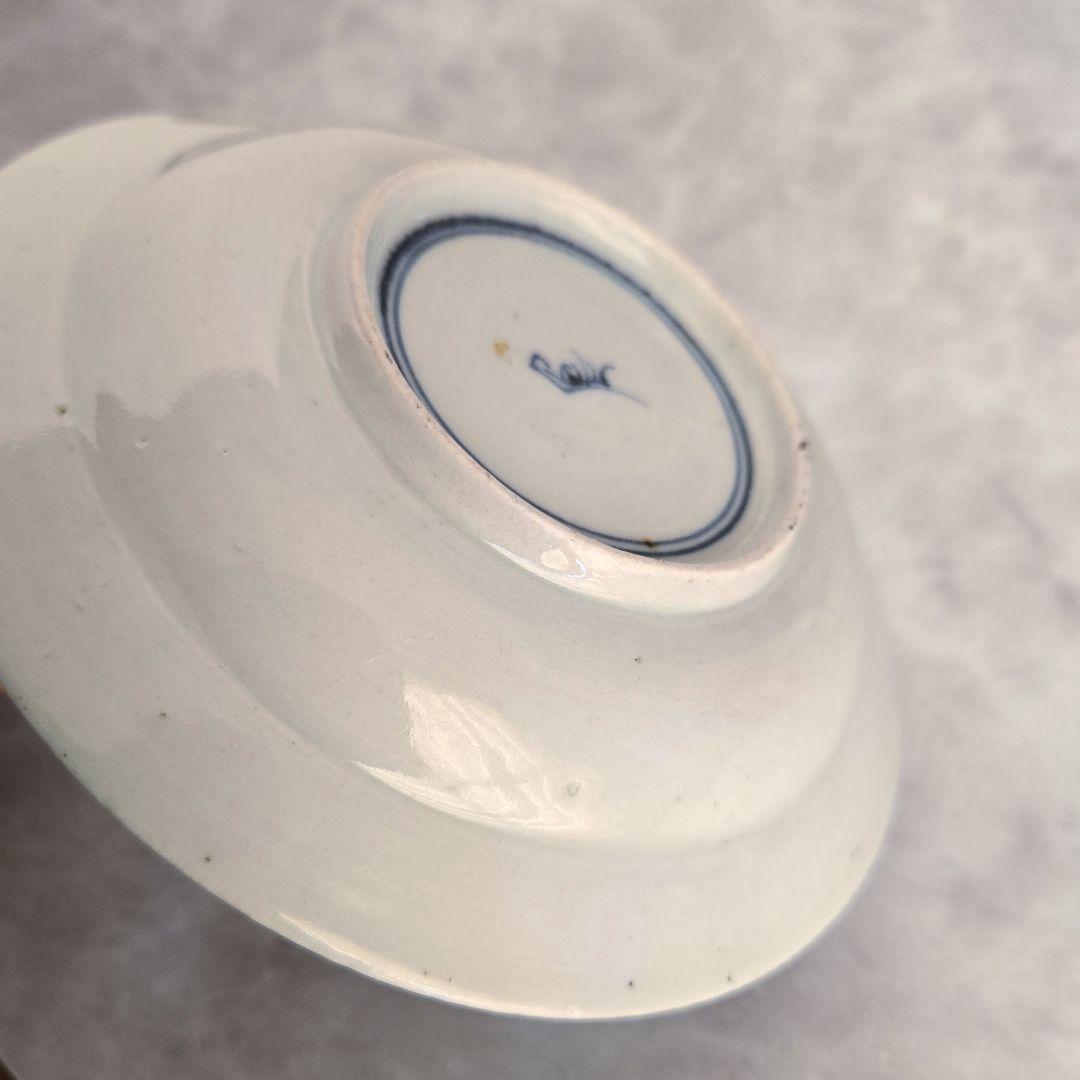 無傷　古伊万里　染付　4寸皿　鍔　江戸時代　陰陽　アンティーク　金継ぎ　金直し