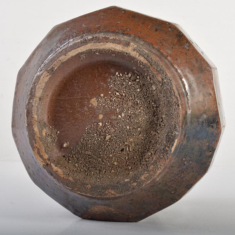 朝鮮美術　李朝　飴釉　面取壷　V　R6851