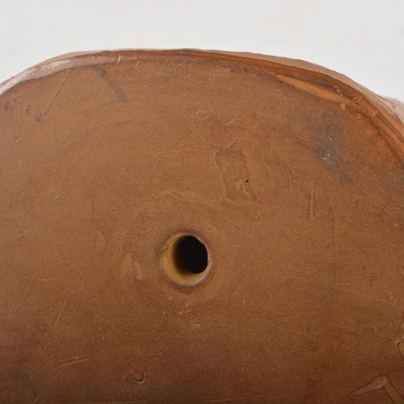 常滑焼　片岡静観造　柿本人麻呂（人磨）　人物像　置物　共箱　V　6421A