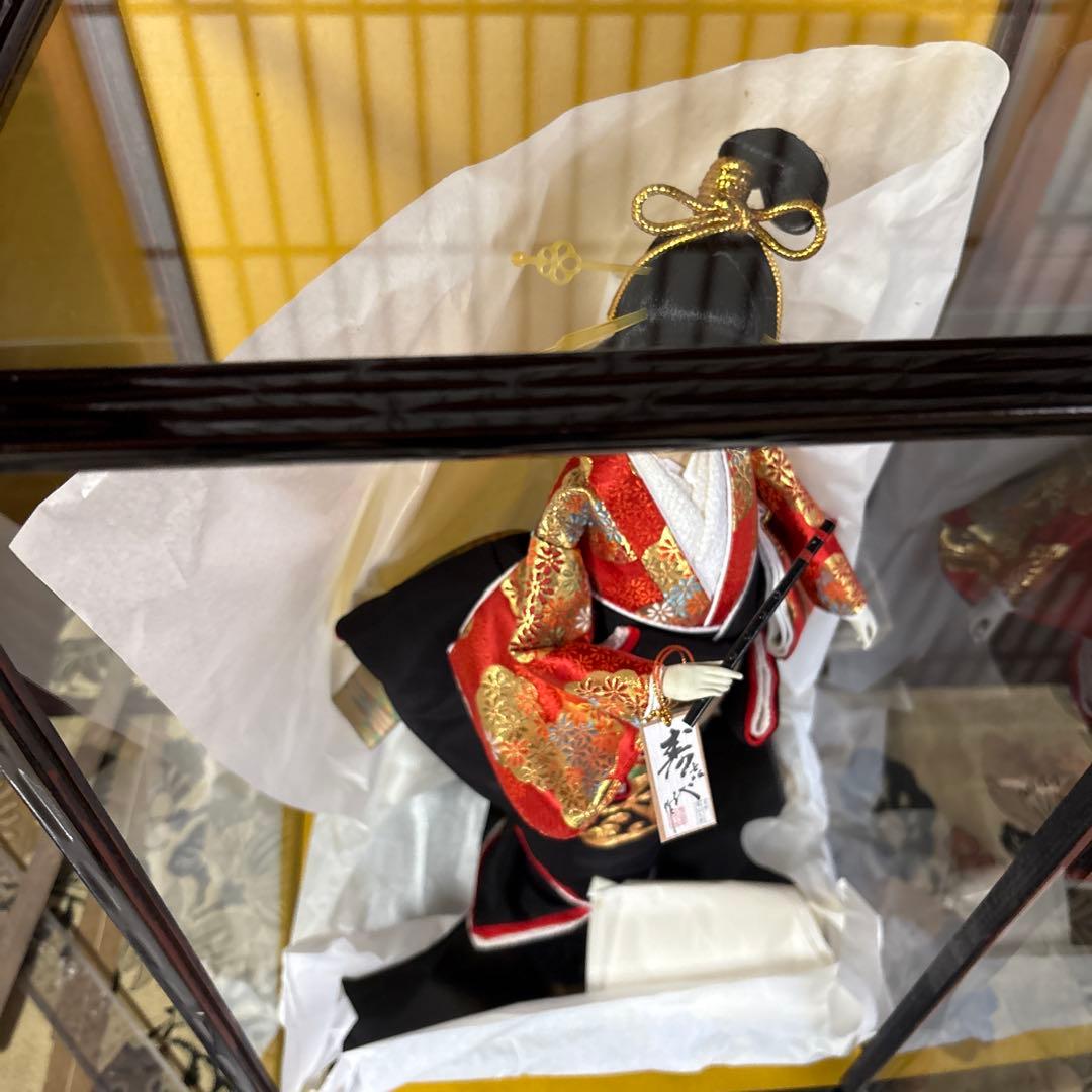 尾山人形 伝統的和服 黒赤