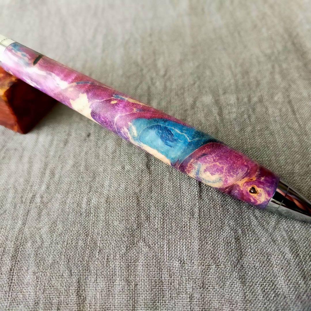 スタビライズドウッド　ハンドメイド　木軸シャープペン　0.5mm　シルバー