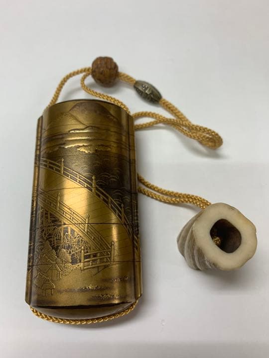 ビンテージ　梨地蒔絵　江戸時代　名人　印籠　超珍品根付　美術館級　一流希少品