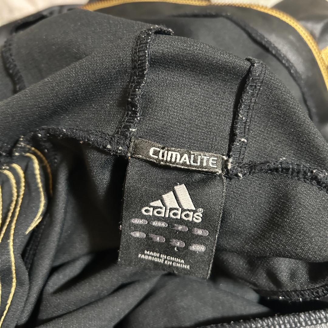 希少 adidas アディダス レザー調 光沢 上下 セットアップ ジャージ L