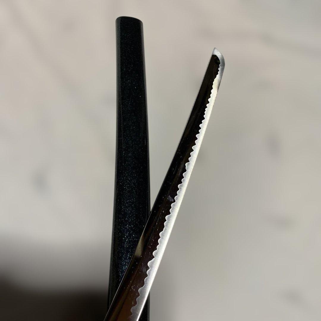 上級模造刀(下緒無し) 濃緑柄 菊花透し丸鍔 濃緑呂鞘