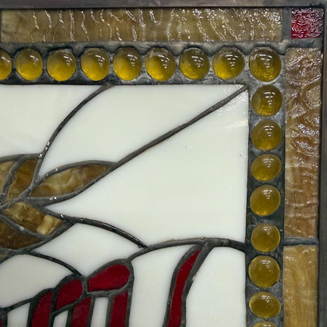 送料込み【希少】【幅67㎝】グレインベルト　特大ステンドグラス 看板 パネル