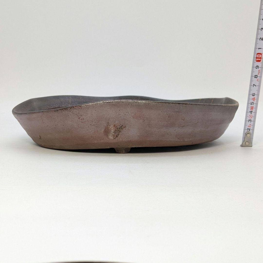 岡山県重要無形文化財 松井與之 備前焼 足付き皿 共箱共布栞 鉢 食器 牡丹餅