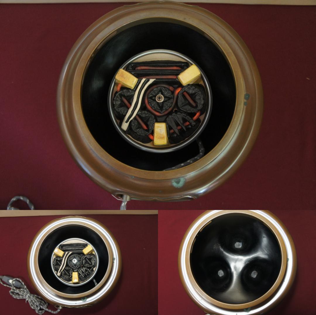 専用☆唐銅朝鮮風炉釜 南鐐(銀)摘み唐銅蓋 釜鐶 410W電熱器 敷板送料込み