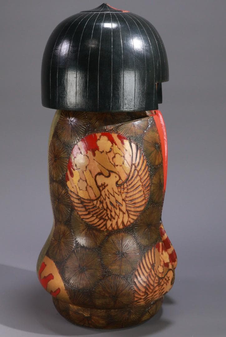 BE978　小林伊之助作 『 夕月 』　木彫　創作こけし　高さ35.5㎝