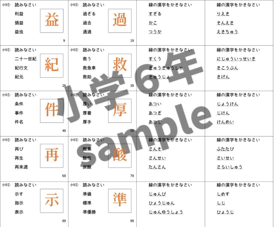 小学生常用漢字全1026字【033】読みと書きの問題カード　毎日コツコツ