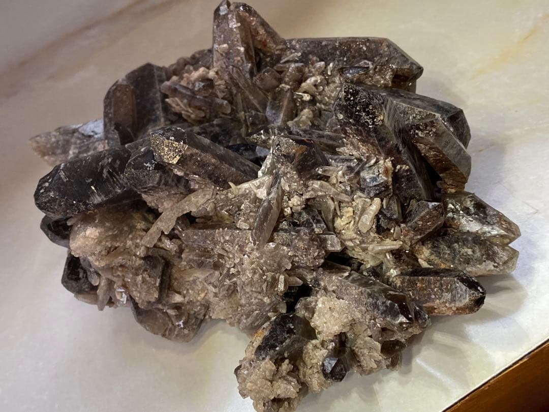 T1030-29ブラジル産水晶結晶モリオンスモーキークォーツ原石クラスター黒水晶