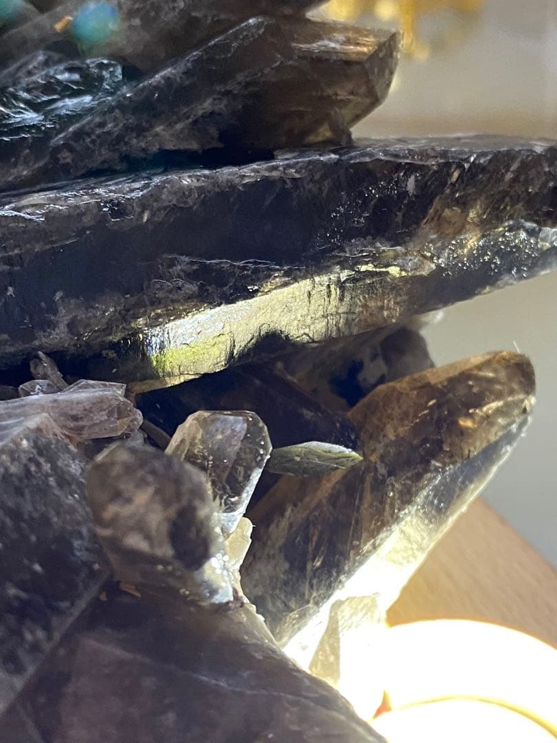 T1030-29ブラジル産水晶結晶モリオンスモーキークォーツ原石クラスター黒水晶