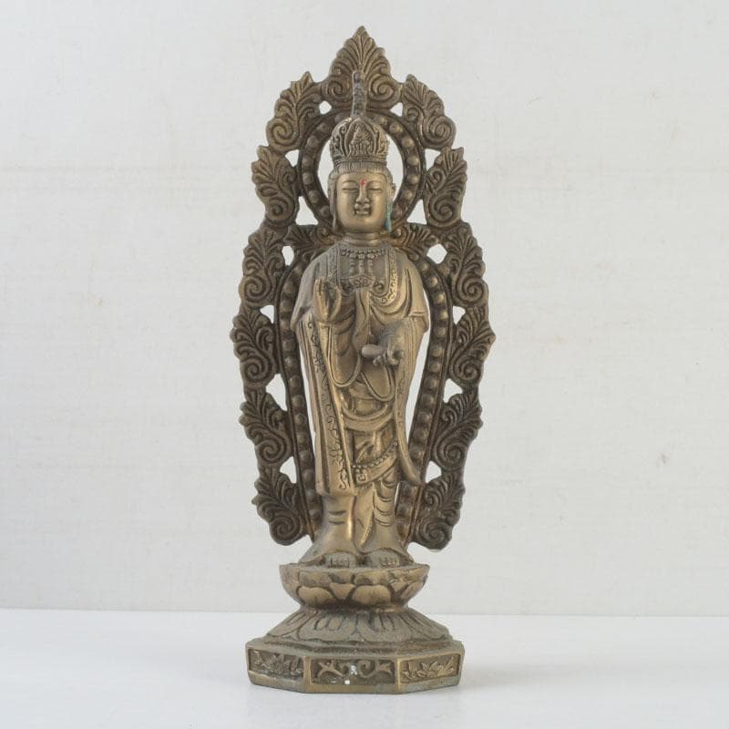 仏教美術　古銅　観音菩薩像　仏像　置物　V　9362