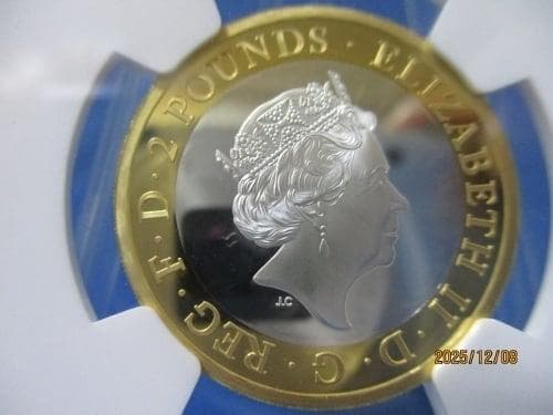 イギリス 2ポンド銀貨☆メイフラワー号航海400周年／未使用／NGC PF69