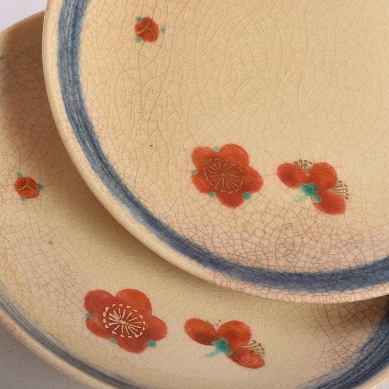 和食器　永楽善五郎作　仁清写梅皿　銘々皿　五客　共箱　V　R8935