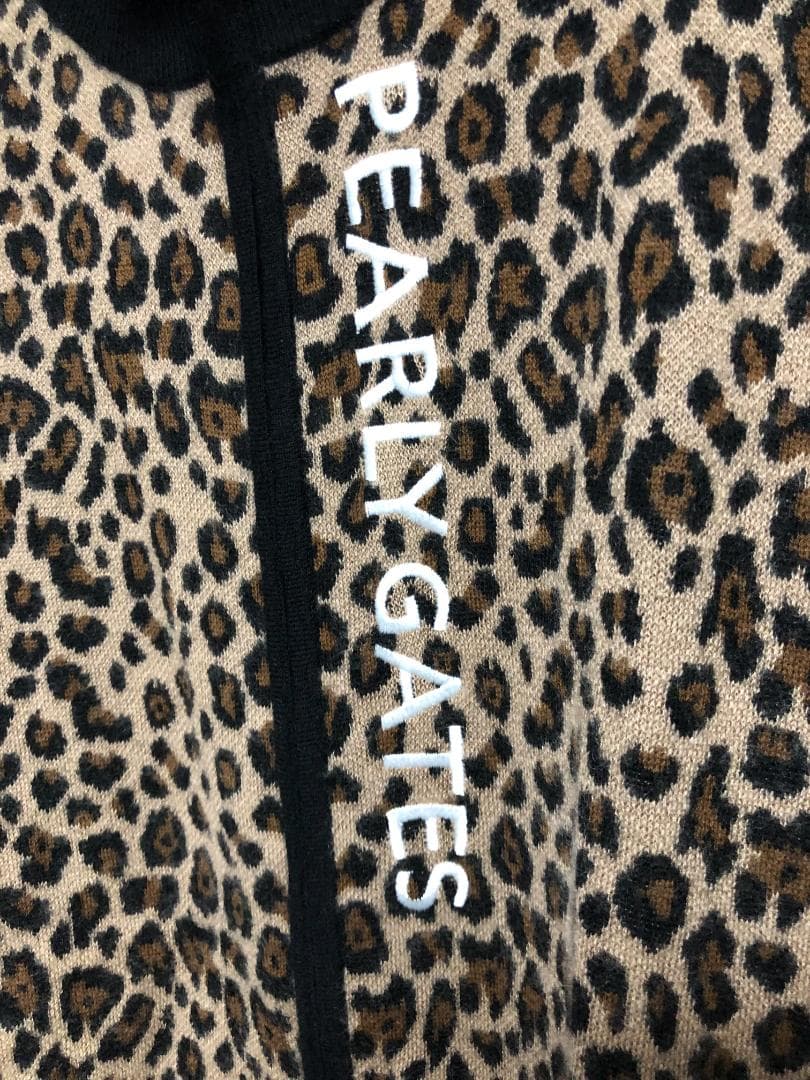 未使用 カシミヤ フルジップアップ ニットブルゾン 4 M ヒョウ柄 レオパード