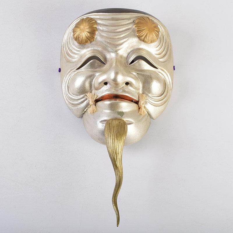 金工師　星野光義作　朧銀　能面　翁面　共箱　D　R8852B