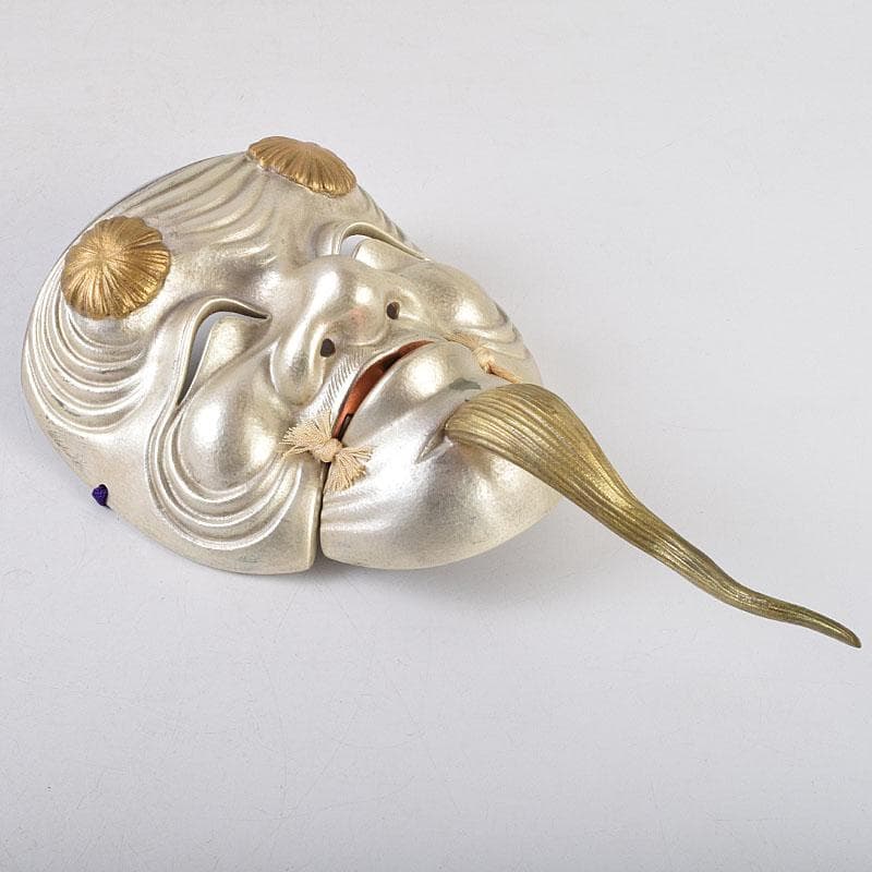 金工師　星野光義作　朧銀　能面　翁面　共箱　D　R8852B