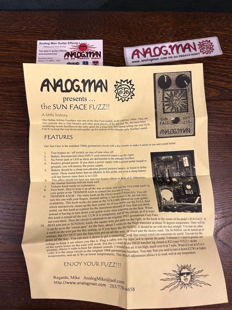 ギター Analogman Sun Face NKT 275 Red Dot Fuzz
