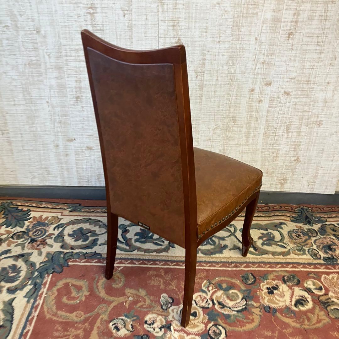 ④北欧レトロ マルニ木工 木製椅子 鋲打ちダイニングチェア ロビーチェア 古家具