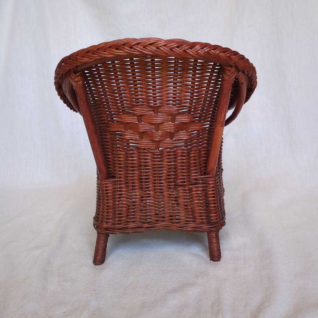 フランスアンティーク ドールチェア ローズマダー ラタン