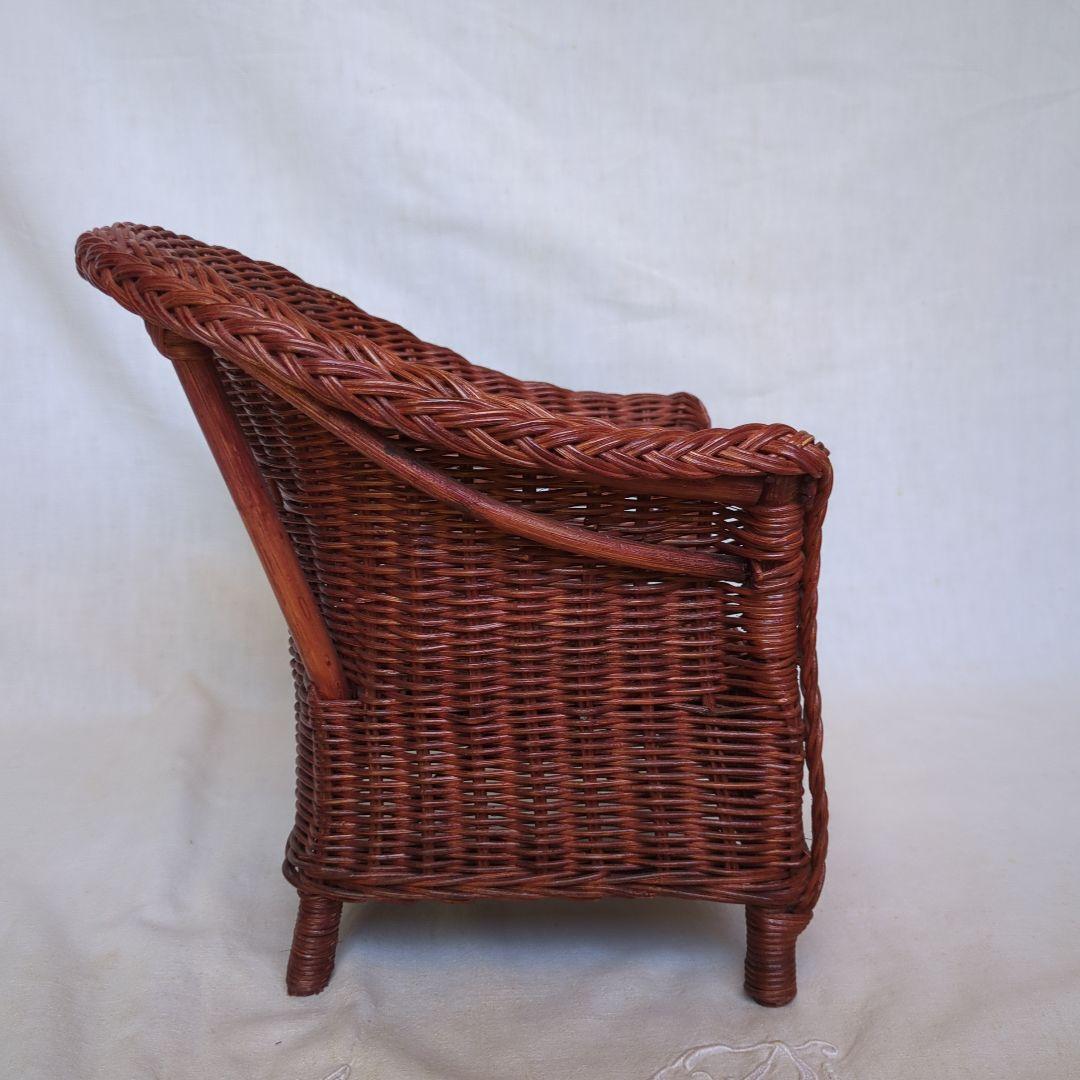 フランスアンティーク ドールチェア ローズマダー ラタン