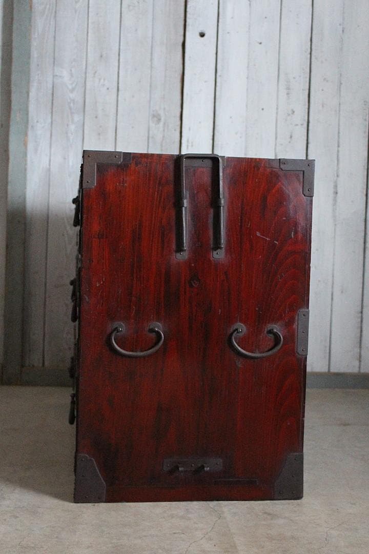 綺麗な丸金具庄内箪笥　3段　中桐　タンス　収納　古家具　古民家　時代家具