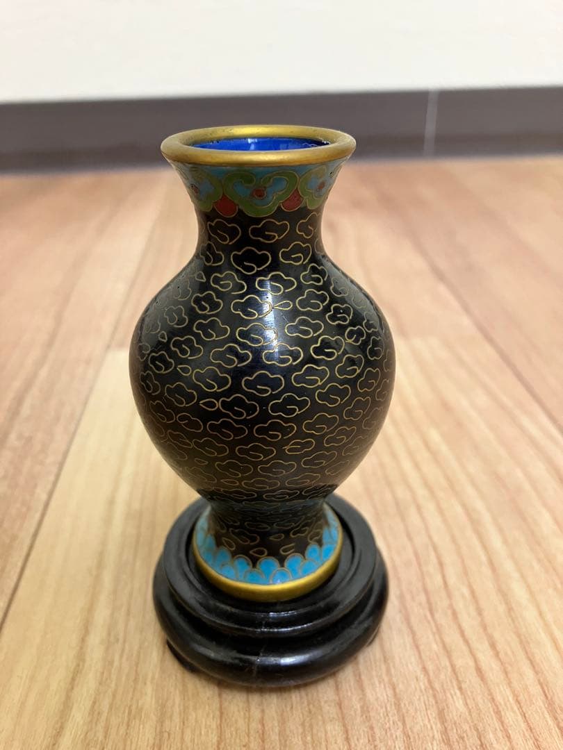 七宝焼　景泰藍　花瓶　2客　時代物　古美術　美術品　骨董品　古物　アンティーク