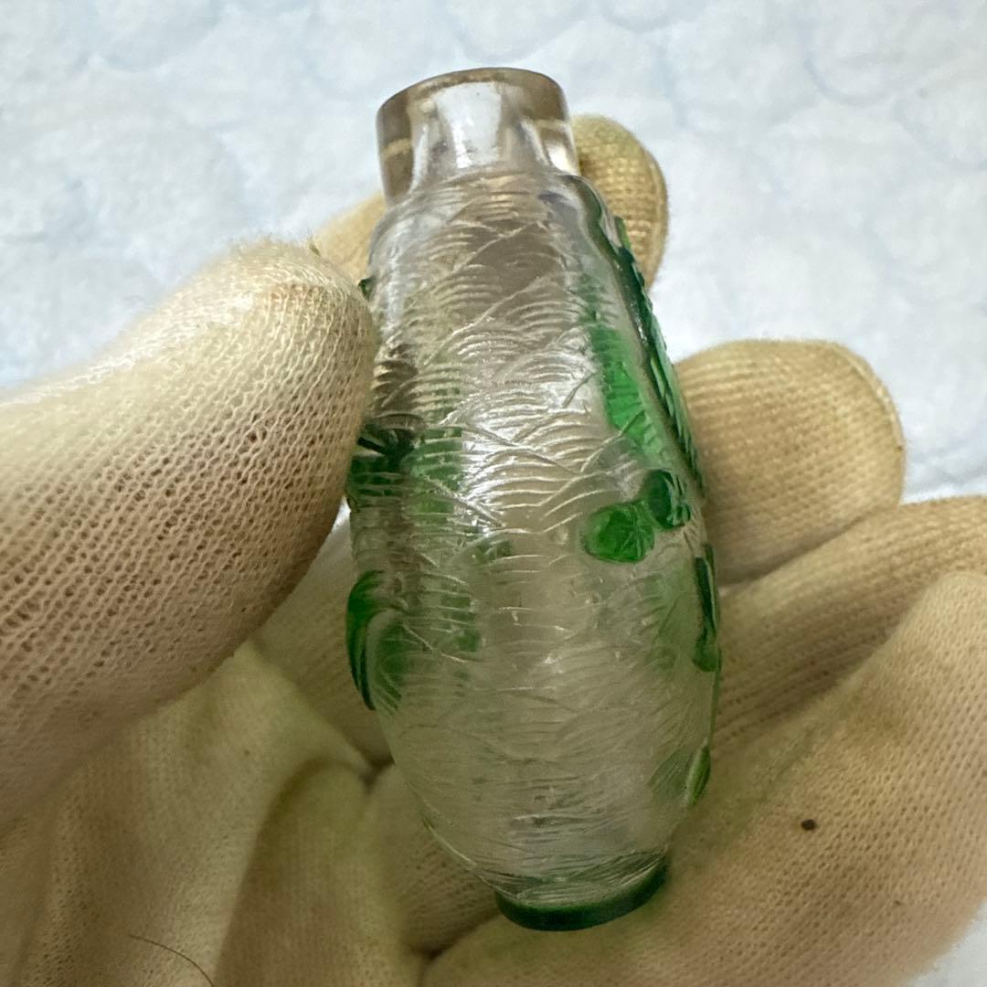 時代物　鼻炎壺　瑠璃硝子　鯉