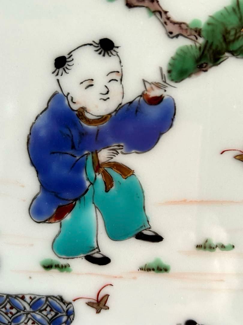 三川内焼 手描き　伝統工芸士　文恵作　唐子　陶板 陶額