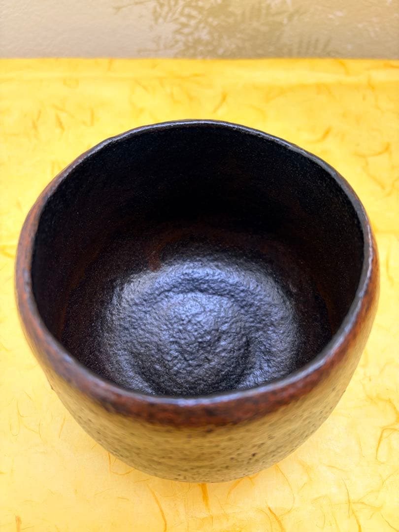 抹茶茶碗 黒楽 三代 佐々木昭楽 造 長次郎 「禿」写し 共箱共布栞付 茶道具