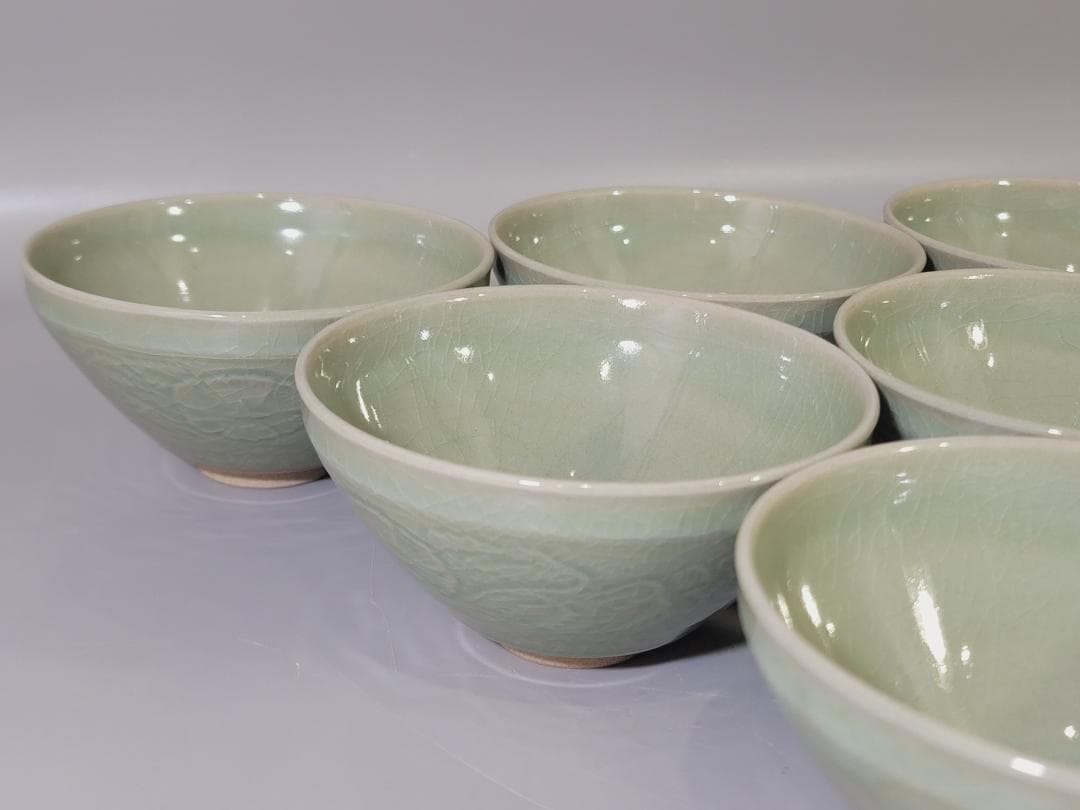 茶道具 青磁天目数茶碗 十客 共箱 DT740