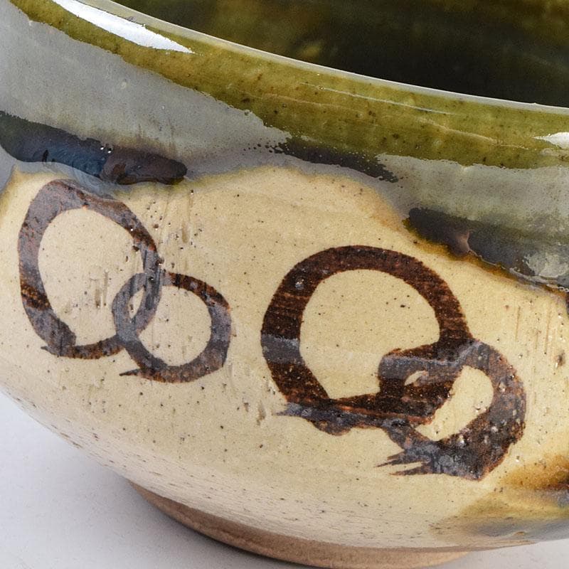 北大路魯山人作　織部焼　青織部　茶碗　黒田陶々庵極め箱　M　R9447