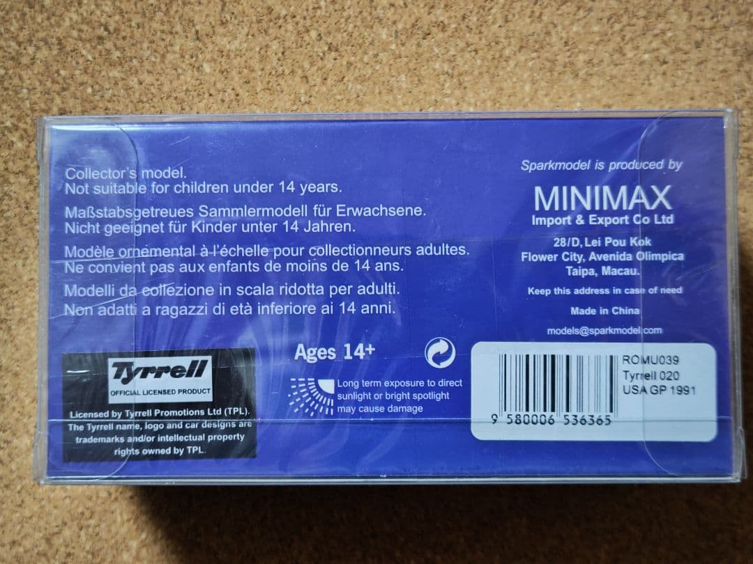 中嶋悟　スパーク　1/43　ロム特注　ティレル020　★新品★未開封★