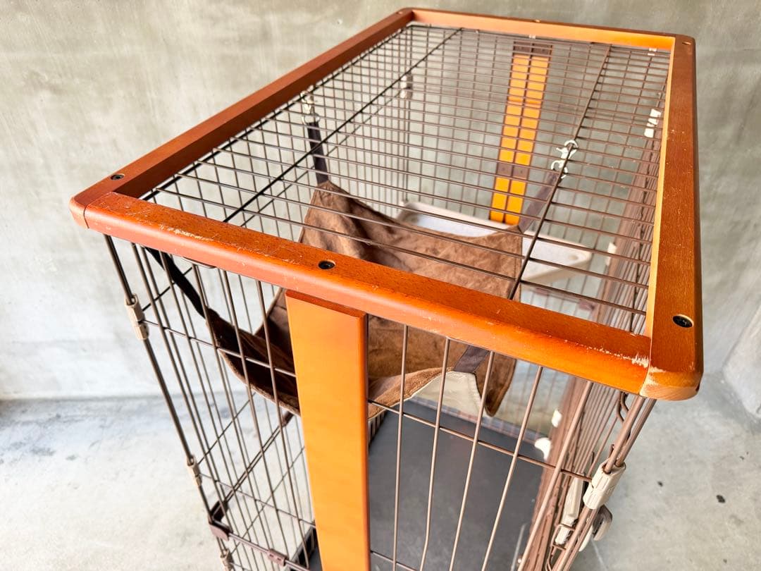 キャットケージ 2段 ハンモック付き ウッド 猫