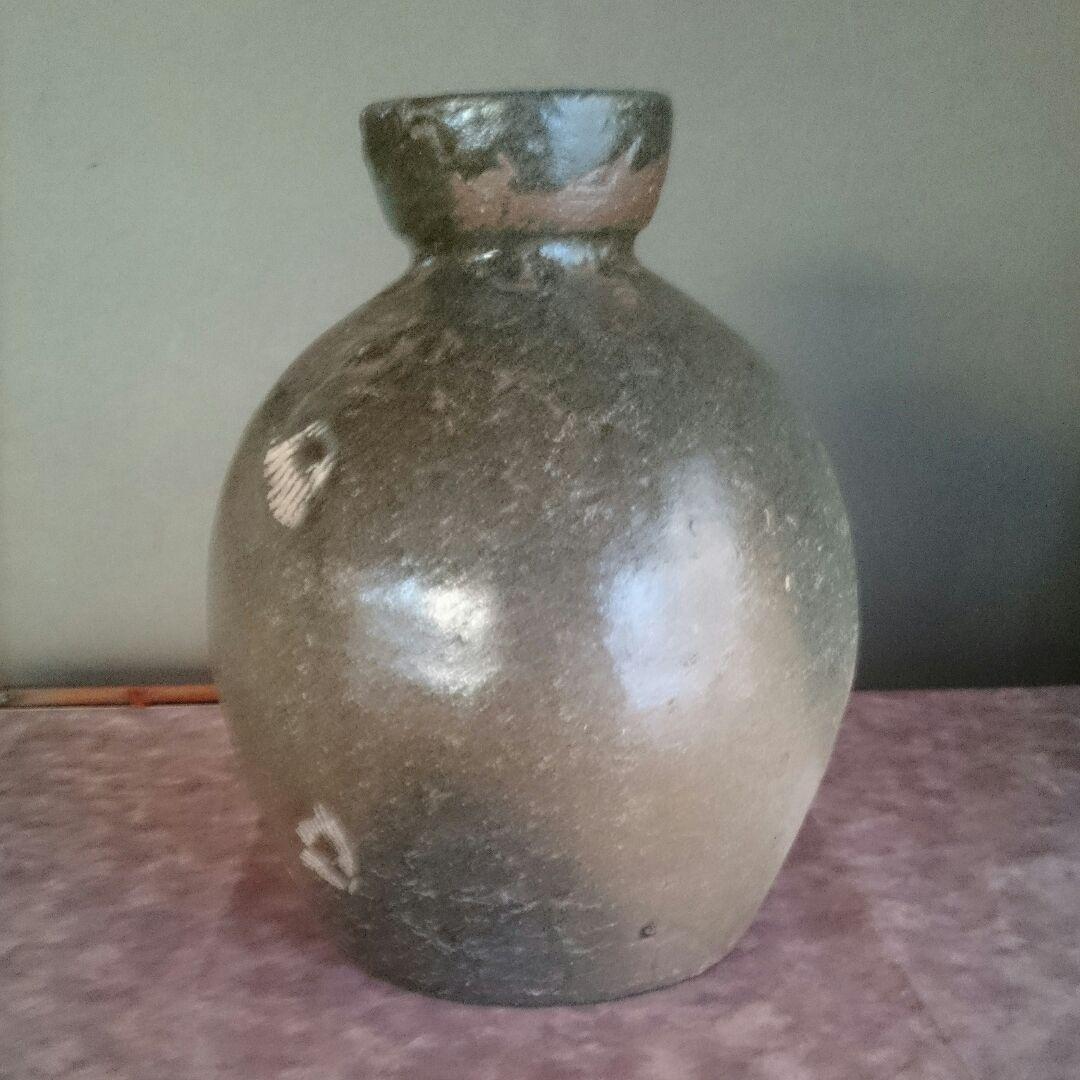 薩摩焼 黒薩摩貝目壺 花瓶 レア 古美術