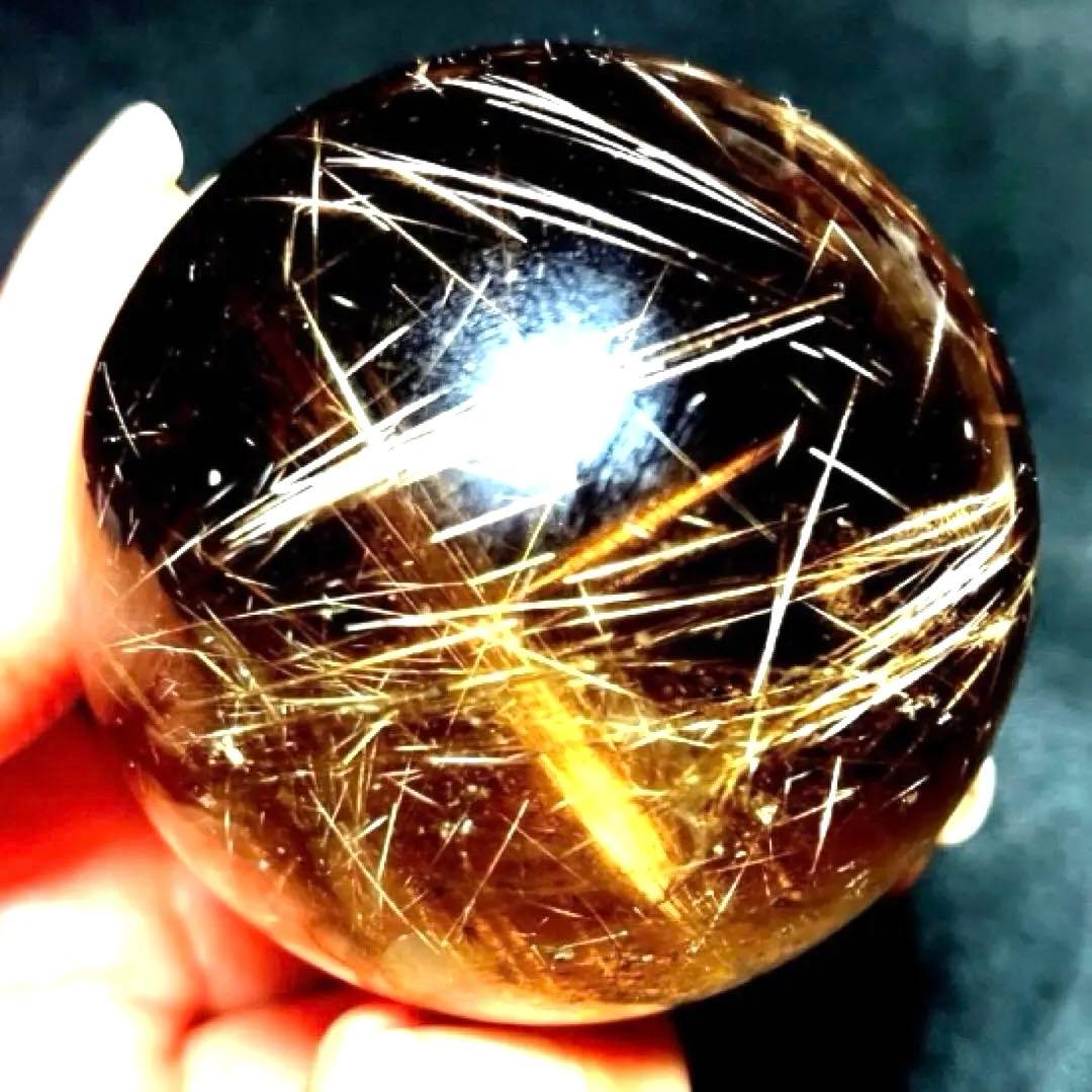 超絶綺麗✨50mm ゴールドルチルクォーツ　丸玉　スフィア　金針水晶