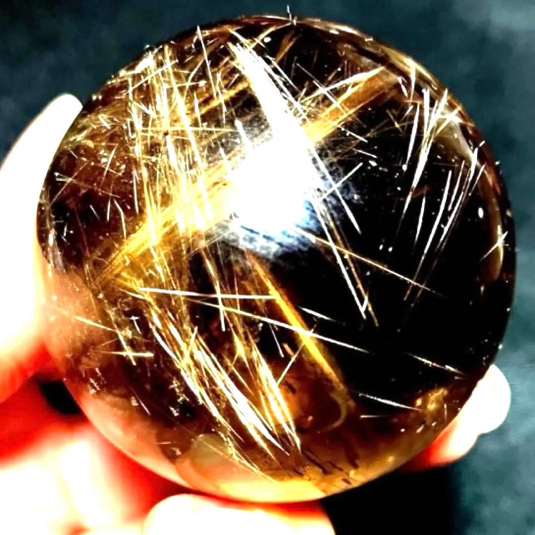 超絶綺麗✨50mm ゴールドルチルクォーツ　丸玉　スフィア　金針水晶