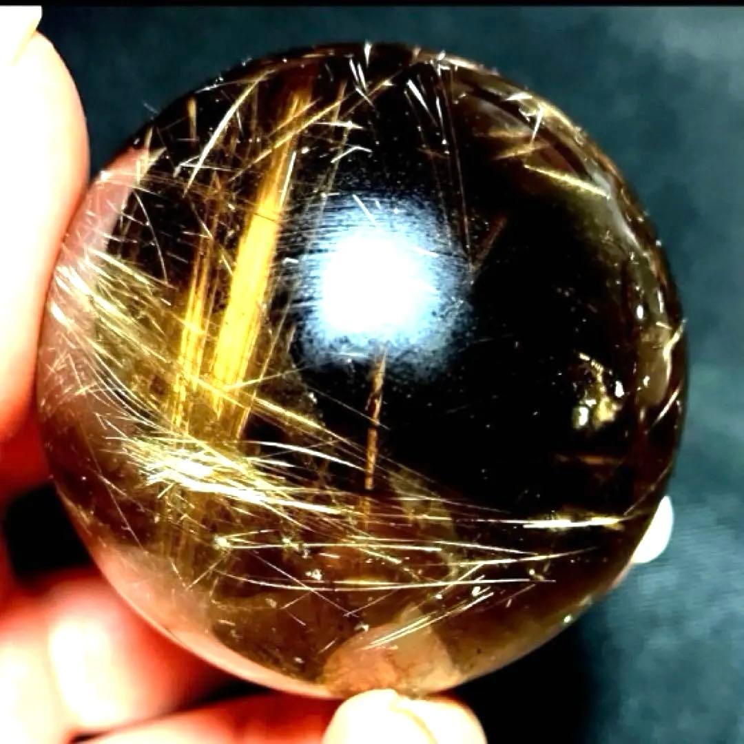 超絶綺麗✨50mm ゴールドルチルクォーツ　丸玉　スフィア　金針水晶