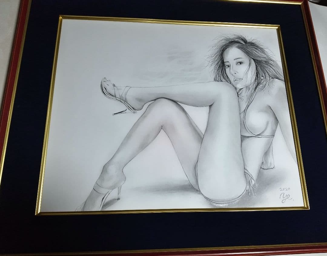 絵画、8F、裸婦、美人画、ハイヒールk、額縁、真作、高塚省吾、森本草介、肉筆。。