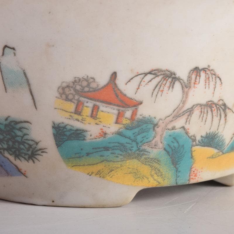 中国　粉彩　山水人物文　鉢　N　7205