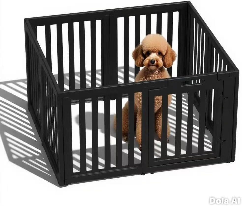 ペットサークル ペットケージ 組立工具不要ブラック 6枚セット H60cm