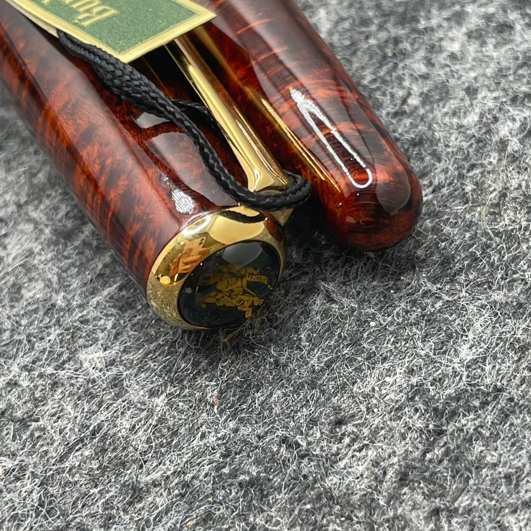 PE796□Burberrys バーバリー 万年筆 ブライヤー軸 14Kニブ