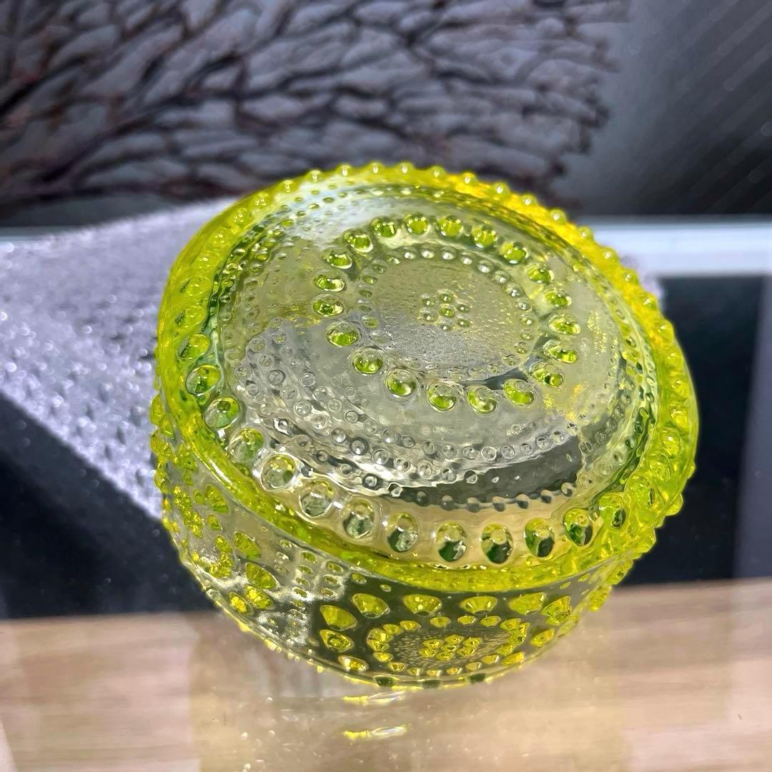 骨董　時代ガラス　フィンランド　グラッポニア ボウル　小鉢　ウランガラス１客①