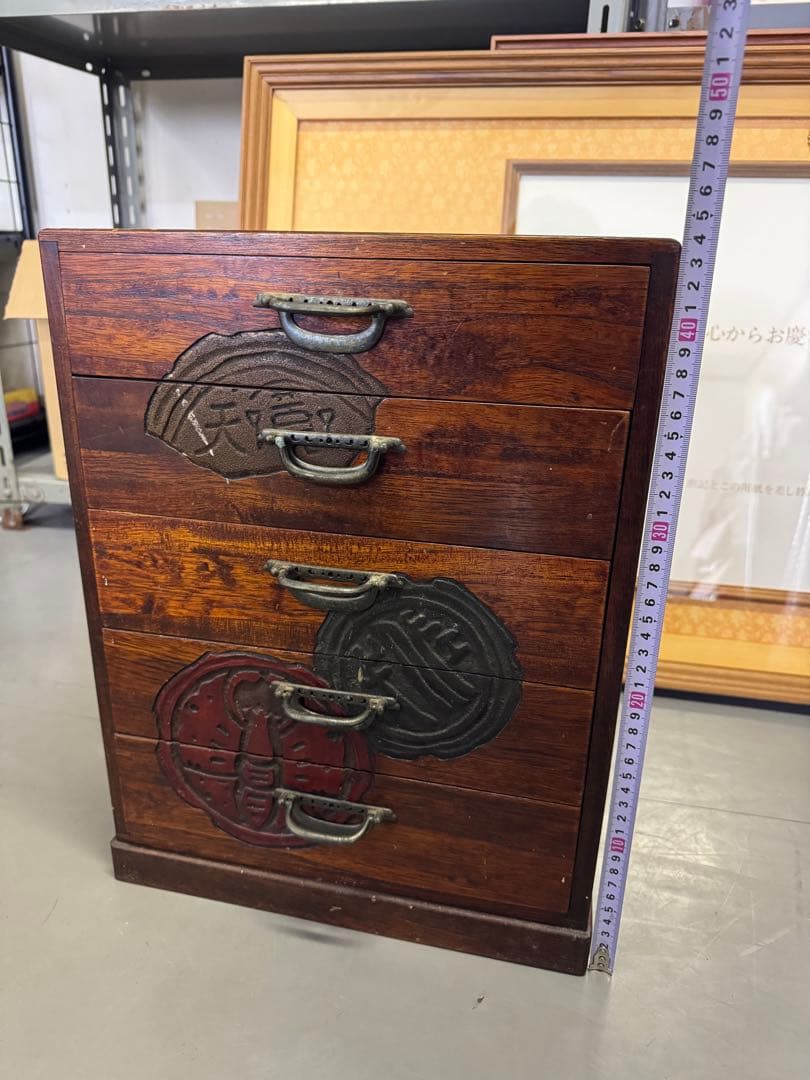 希少　岡山特産　烏城彫　小引き出し　小物入れ　小箪笥　5段　レトロ　当時物