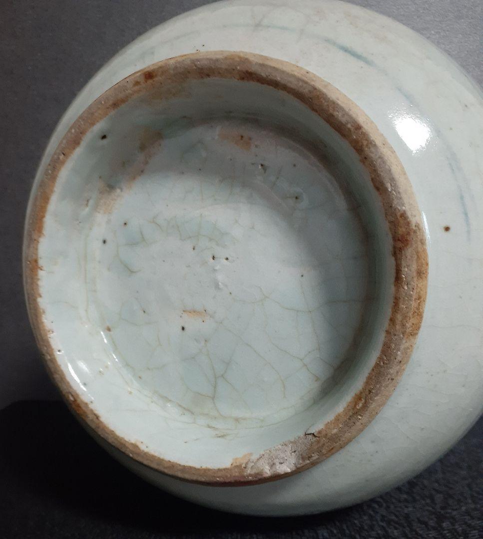 【本物保証❗️】中国古美術　中国古陶磁　古玩　明朝明代　青華　花図　注口付　大壺