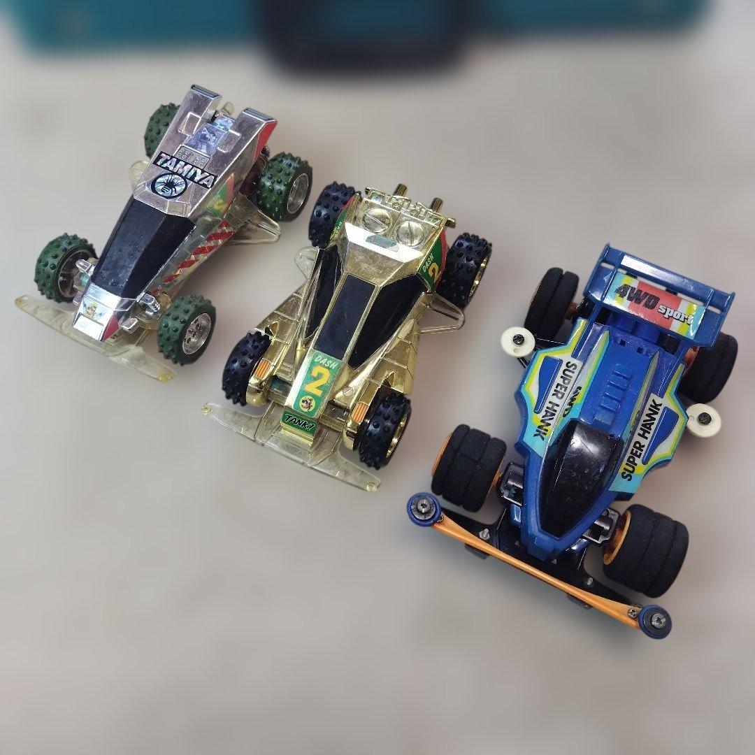 ミニ四駆チョコ 金メッキバーニングサン/サンダードラゴンJr＋他組立済3台セット