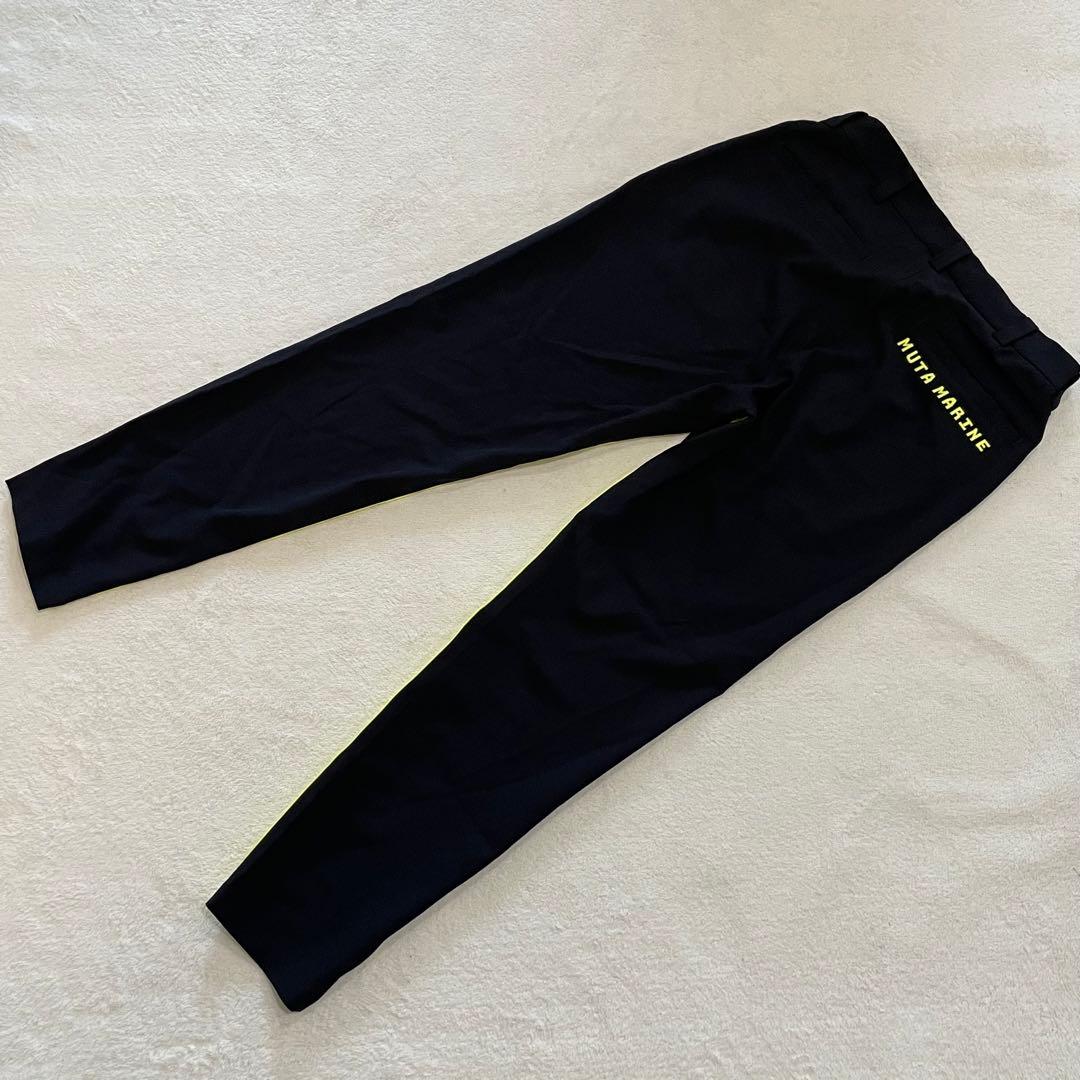 ムータマリン　セットアップ　ゴルフウェア　黒×黄　ストレッチ　ワッペン　フード