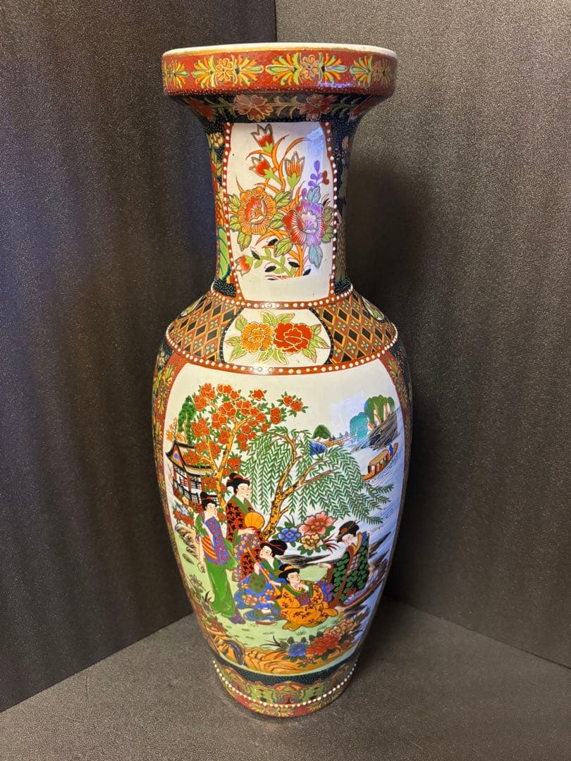 ☘️あぽらす☘️ 薩摩焼 飾り大壺 60cm 金彩色絵 豪華爛漫 美人図画